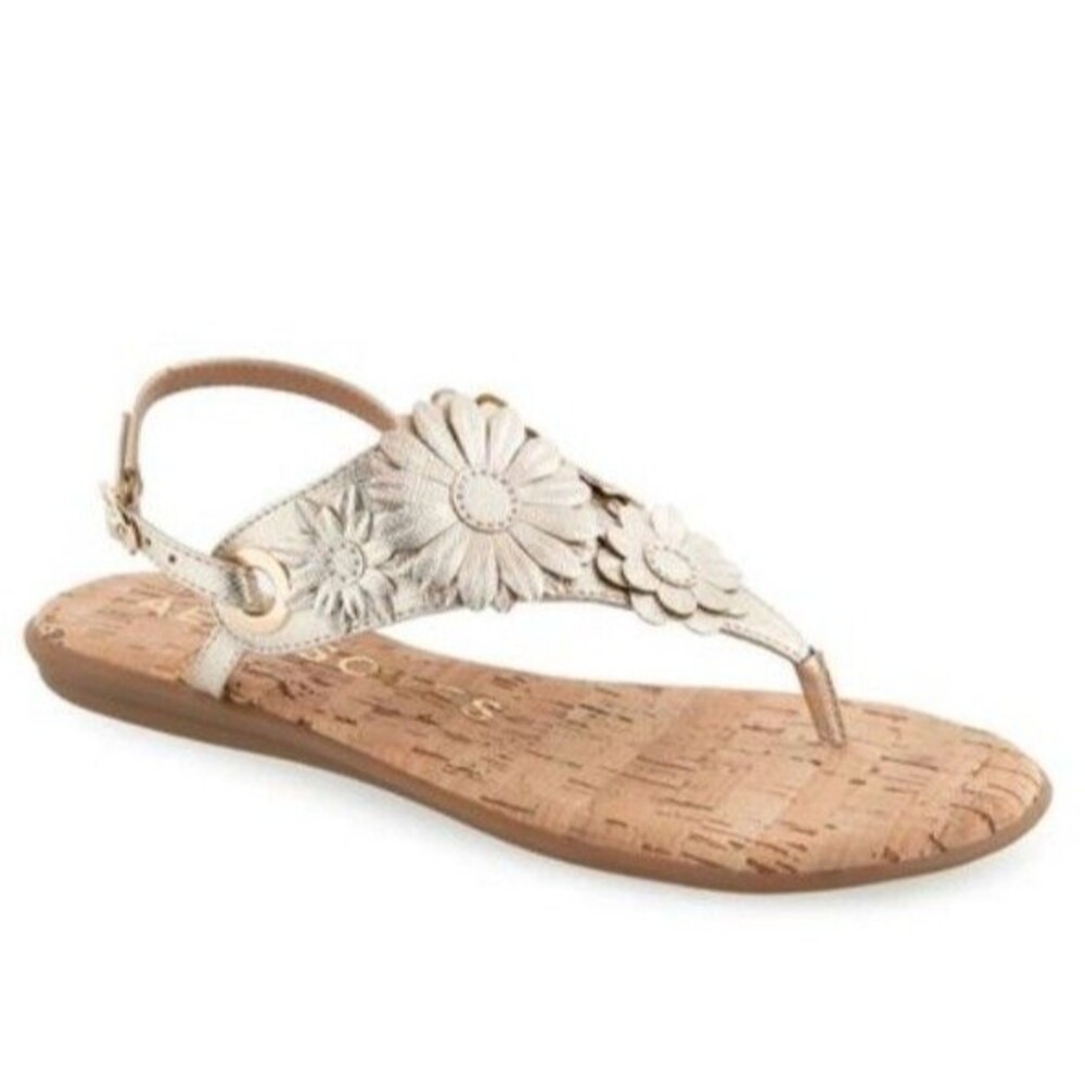 NEW! Women's Aerosoles Connie Slingback Thong Sandals, Metallic Floral, Size 8.5